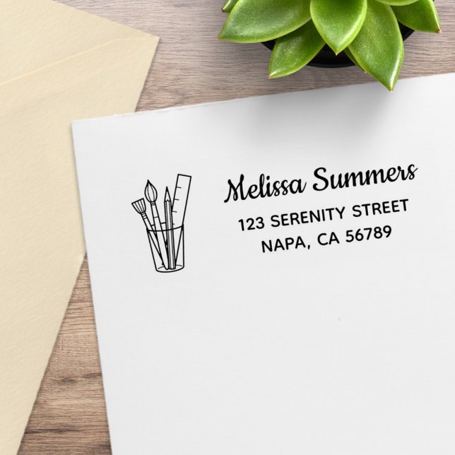 Penselblyertslinjal Konst Hantverkstillbehör Adres Stämpel (Skapare uppladdad)