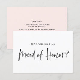 Penselbokstäver  blir du min Maid of honor Inbjudningar