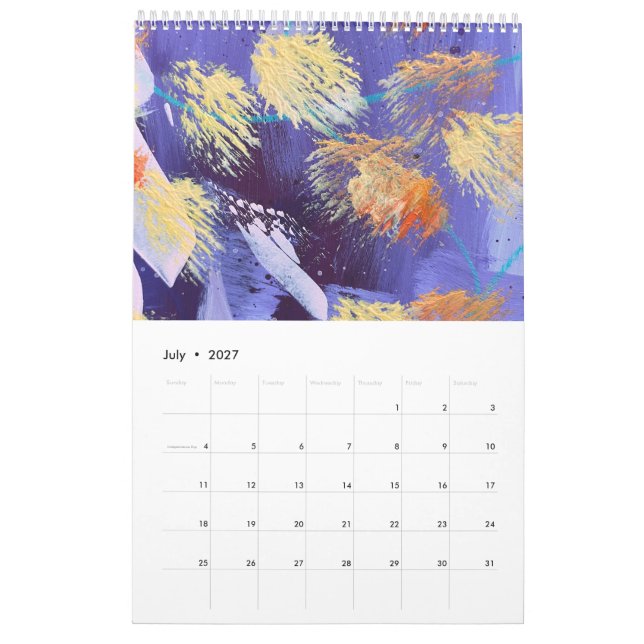 Penseldrag Abstrakt Konst Enkel Sida Kalender (Jul 2027)