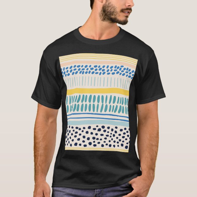 Penseldrag: Abstrakten Sömlös Roligt T Shirt (Framsida)