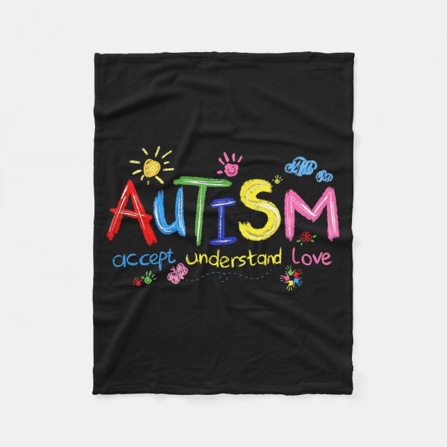 Penseldrag Autism Acceptans Förstå Kärlek Fleecefilt (Framsidan)
