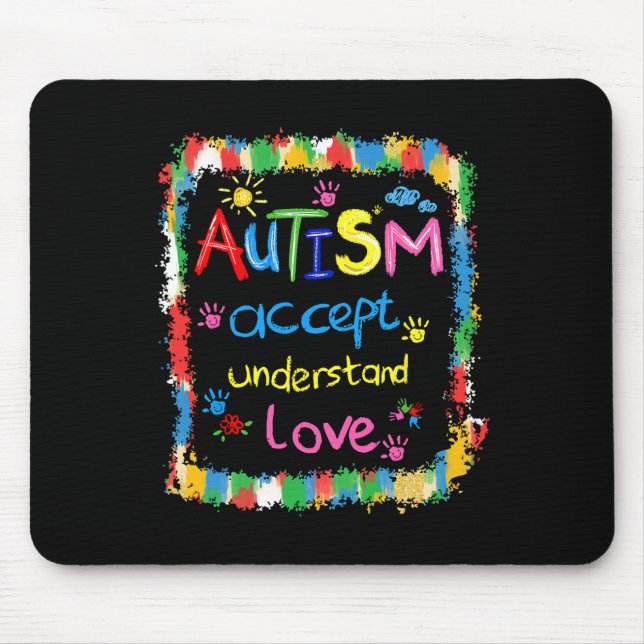 Penseldrag Autism Acceptans Förstå Kärlek Musmatta (Framsidan)