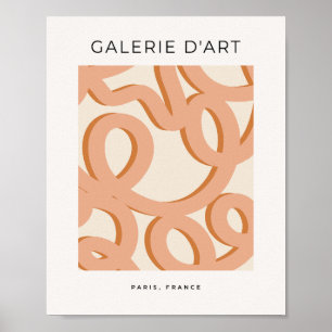 Penseldrag för Beige Abstrakt Line Poster