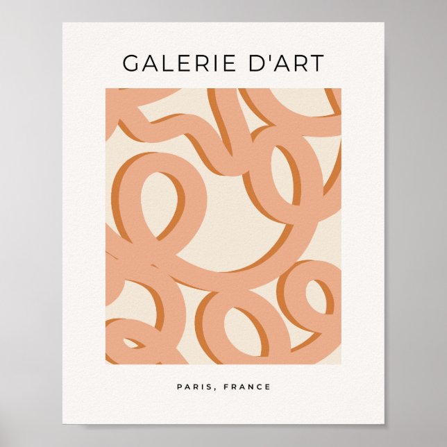 Penseldrag för Beige Abstrakt Line Poster (Framsidan)