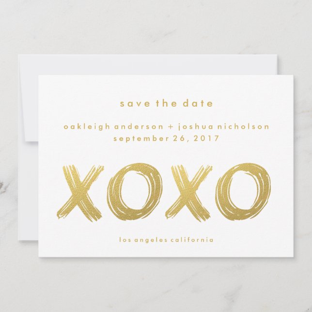 Penseldrag för chic Guld | XOXO-foto Spara datum Datumet (Framsida)