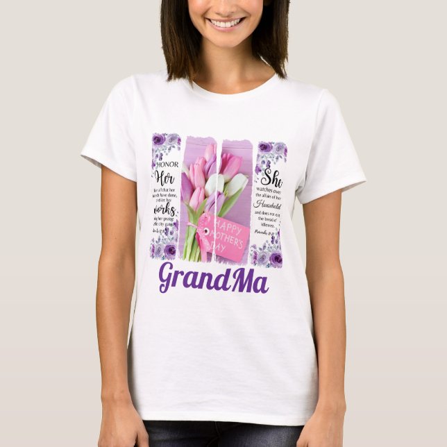 Penseldrag för den kristna Blommigten lycklig Mors T Shirt (Framsida)