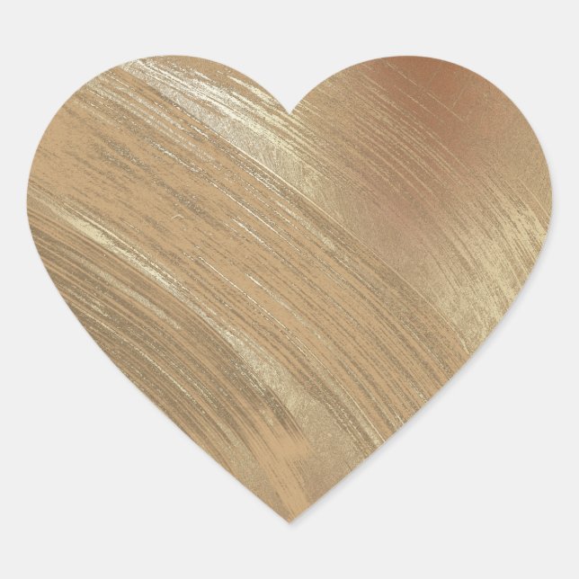 Penseldrag för elegant Guld Hjärtformat Klistermärke (Framsida)