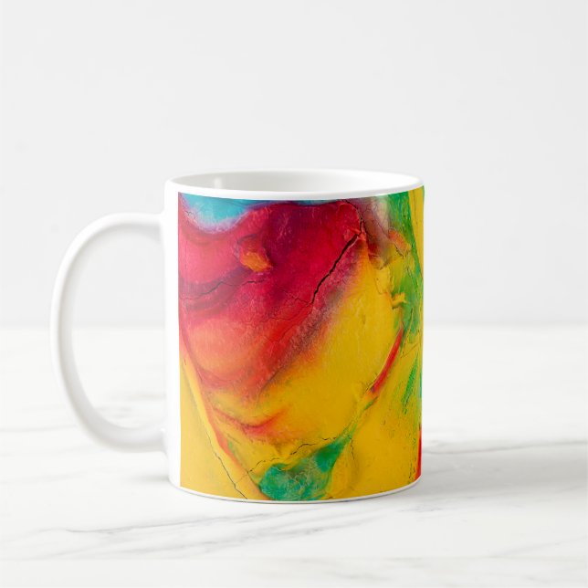 penseldrag för färg med flera färgader nära uppabs kaffemugg (Vänster)