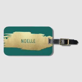 Penseldrag för guld Glitter med ditt namn, Grönt Bagagebricka