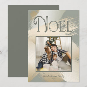 Penseldrag för Julfoto Modern Noel Guld, moderna N Inbjudningar