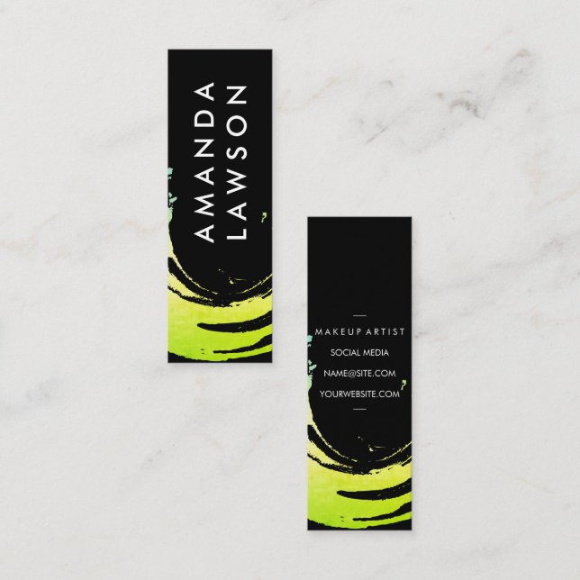 Penseldrag för konstnärlig Grönt Mini Visitkort (Fram/baksida)