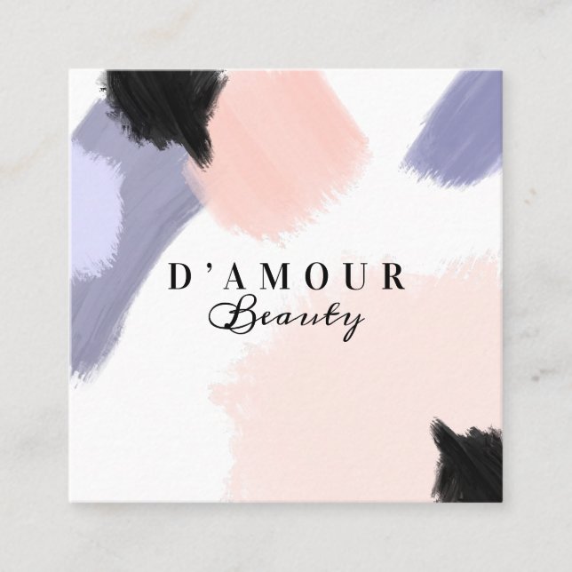 Penseldrag för konstnärliga och moderna Abstrakter Fyrkantigt Visitkort (Framsida)