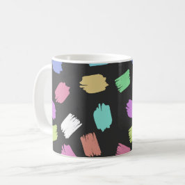 Penseldrag för målarpensel, färgfulla penseldrag kaffemugg