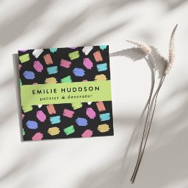 Penseldrag för målarpensel, målarfärg, målning, de fyrkantigt visitkort