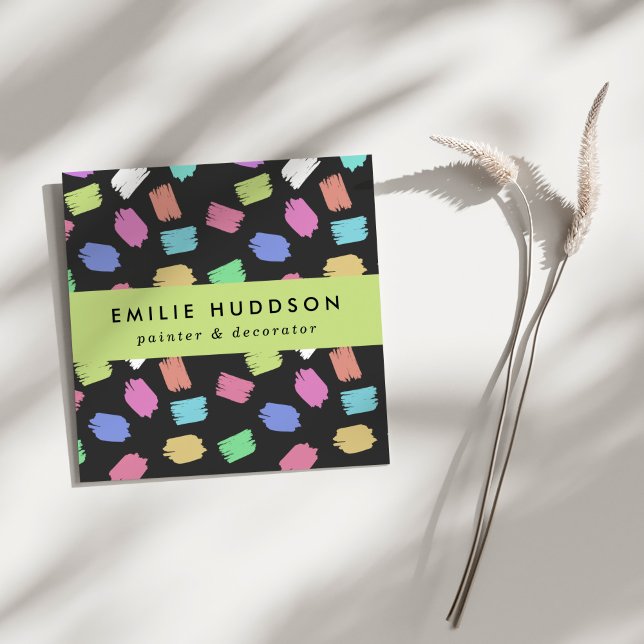 Penseldrag för målarpensel, målarfärg, målning, de fyrkantigt visitkort (Skapare uppladdad)