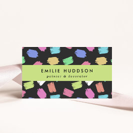 Penseldrag för målarpensel, målarfärg, målning, de visitkort