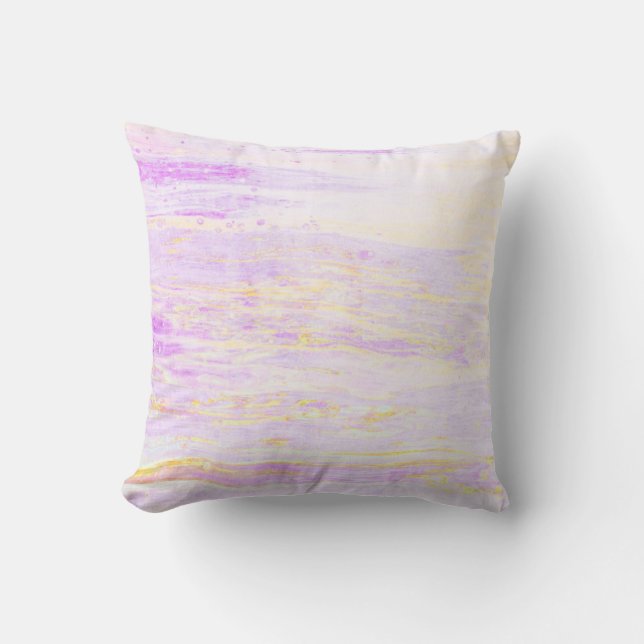*~* Penseldrag för pastellAbstrakt Lavender Gult Kudde (Framsida)