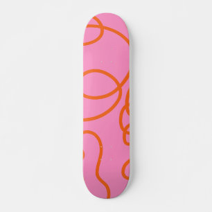 Penseldrag för rosa och Orange Abstrakt Linjer Mini Skateboard Bräda 18,5 Cm