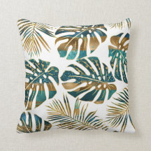 Penseldrag för Teal guld med mönster av tropiska l