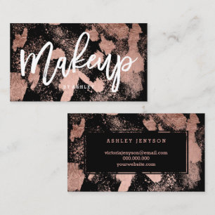 Penseldrag för typografi för Makeupkonstnär ros Visitkort