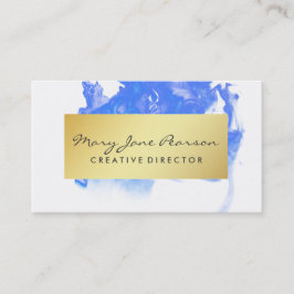 Penseldrag för vattenfärg för elegantabstraktblått visitkort
