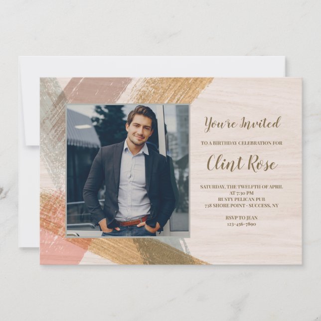 Penseldrag Foto Födelsedagsfest inbjudan (Framsida)