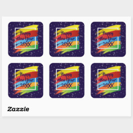 Penseldrag Gott nytt år 20xx Party Fyrkantigt Klistermärke