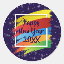 Penseldrag Gott nytt år 20xx Party Runt Klistermärke