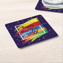 Penseldrag Gott nytt år 20xx Party Underlägg Papper Kvadrat