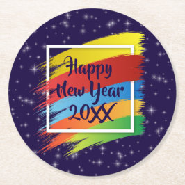 Penseldrag Gott nytt år 20xx Party Underlägg Papper Rund