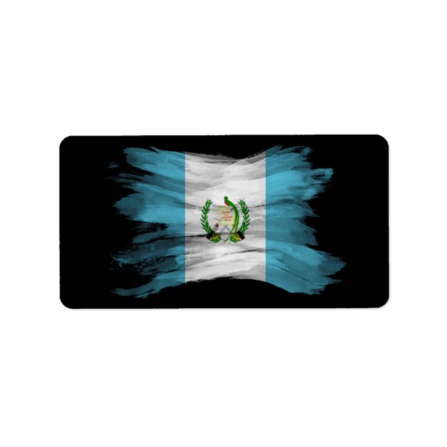 Penseldrag med guatemalansk flagga, flagga adressetikett (Framsidan)