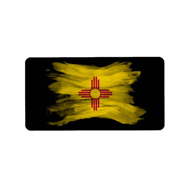 Penseldrag new mexico statlig flagga, New mexico Adressetikett (Framsidan)