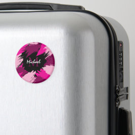 Penseldrag nyanser av het rosa namn med monogram magnet