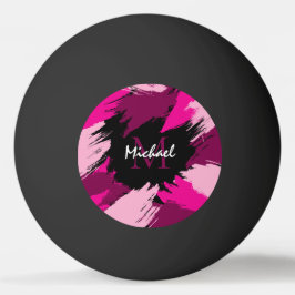 Penseldrag nyanser av het rosa namn med monogram pingisboll
