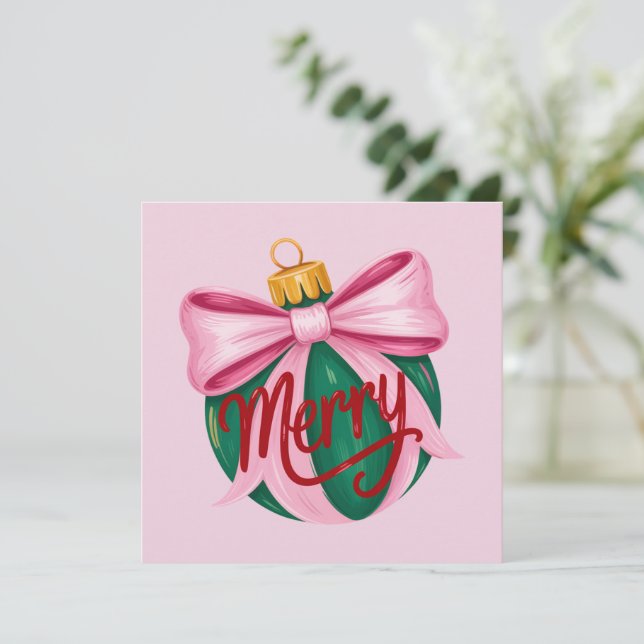 Penseldrag Ornament Snygg Jul Coquette Jul Julkort (Stående Fram)
