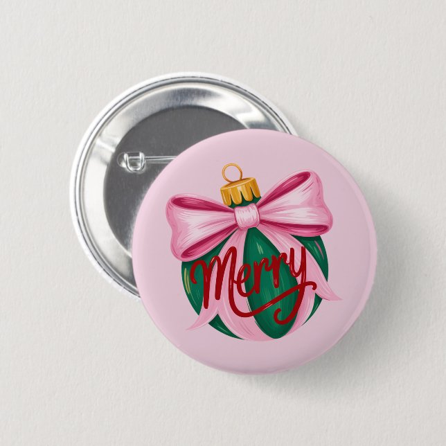 Penseldrag Ornament Snygg Jul Coquette Jul Knapp (Framsida & baksida)