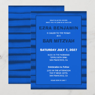 Penseldrag Ränder Blå Anpassad Bar Mitsva Baren Inbjudningar