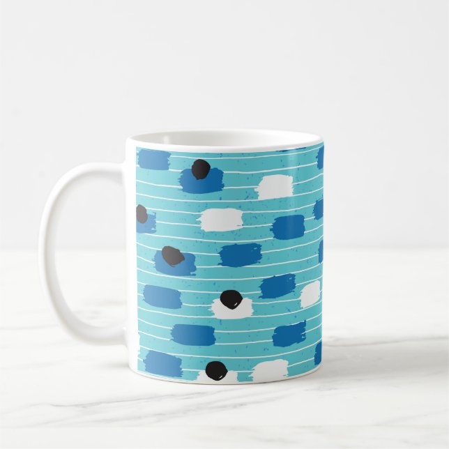 Penseldrag, sömlöst mönster, handritat. kaffemugg (Vänster)