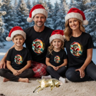 Penseldrag Surfar Katt Tomte Tropisk Jul T Shirt