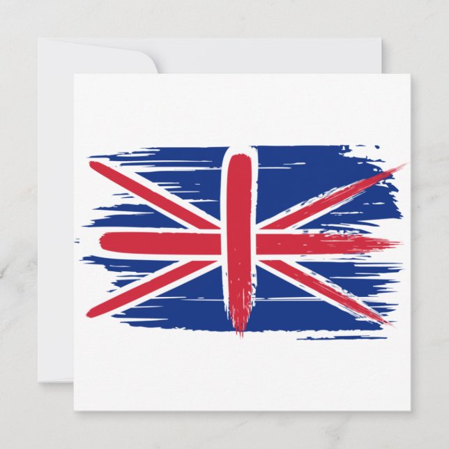Penseldrag UK Union Jack Flag Platt Välkomstkort (Framsida)