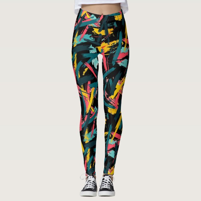 penseldrag yoga gym Leggings (Framsida)