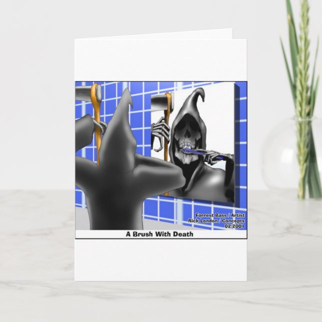 Penselera med dödsynka Halloween-Tecknad-gåvor Kort (Framsida)