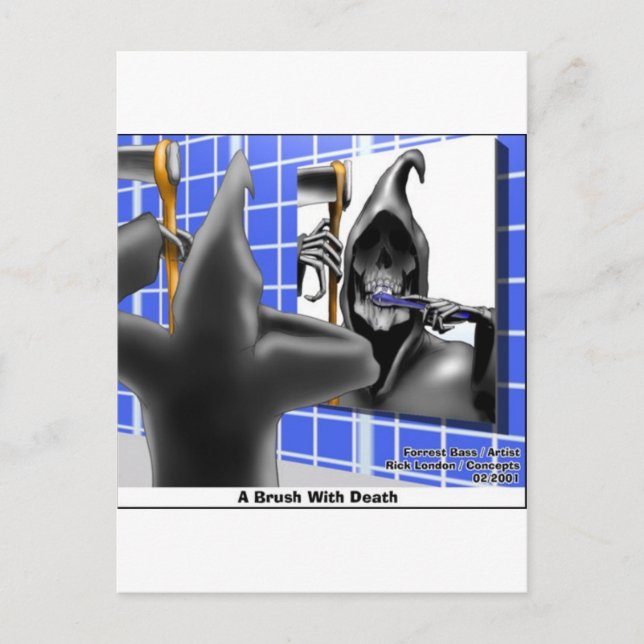 Penselera med dödsynka Halloween-Tecknad-gåvor Vykort (Framsida)