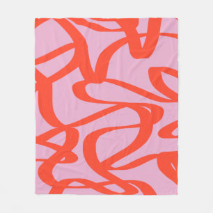 Penselformer för rosa Retro Linjer Modern Abstrakt Fleecefilt