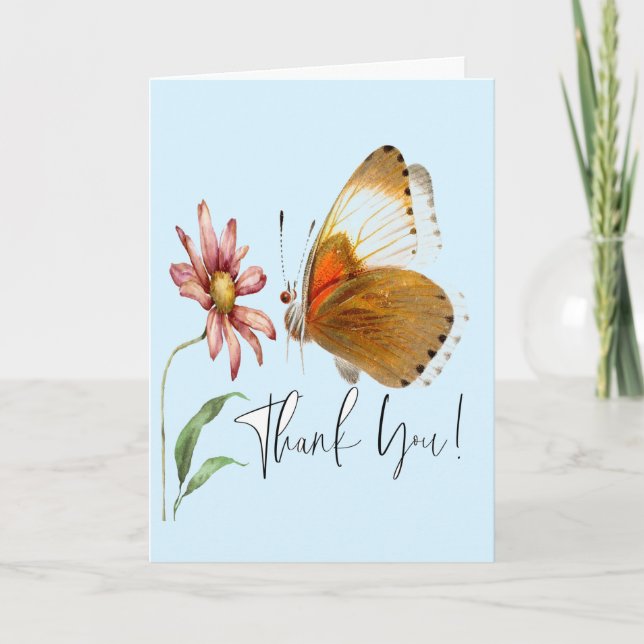 Penselfotat Butterfly-mappat gratulationskort Kort (Framsida)