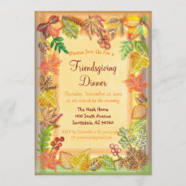 Penselkonst av Fall Foliage för Thanksgiving Inbjudningar