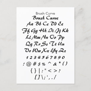 Penselkurva - Zazzle Font Sampler Lakan Vykort