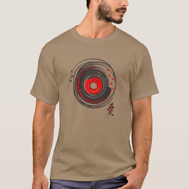 Penselmålad vinylpost med Ord Kärlek T Shirt (Framsida)