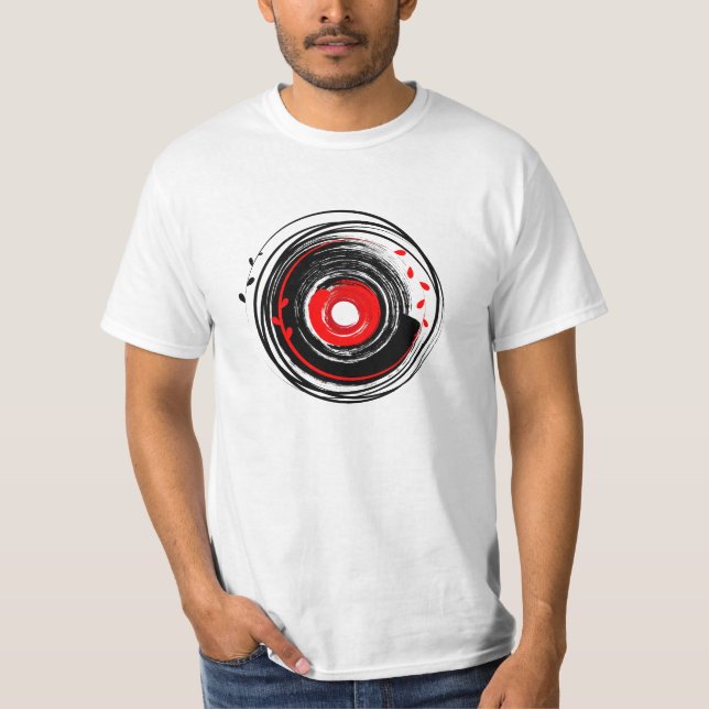 Penselmålad vinylposterretro Grunge T Shirt (Framsida)