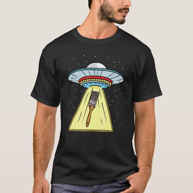 Penselmålare för Ufo Abduction Paint T Shirt (Framsida)